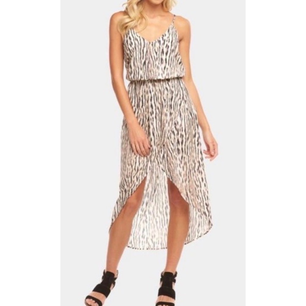 Tart Osefa Dress Womens S Ocelot Animal Print High-Low Tulip Hem Summer Boho